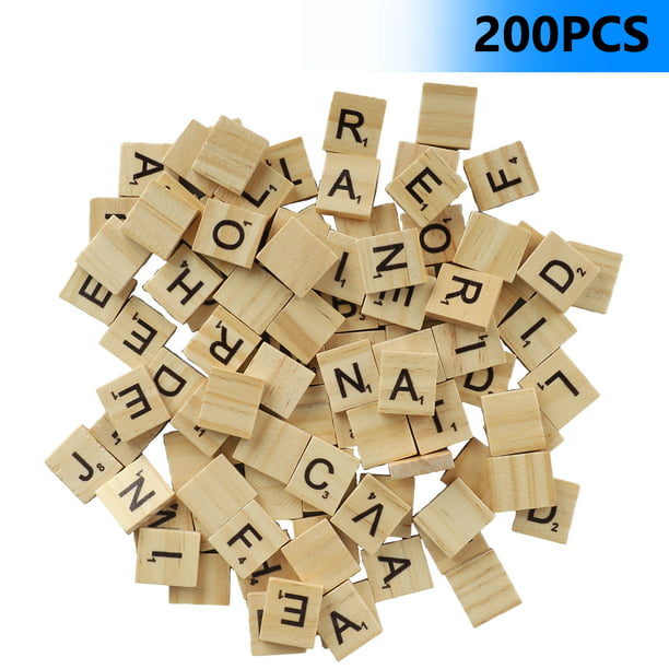 Wooden Alphabet Scrabble Tiles 100Pcs Black Letters Numbers For Crafts Wood Tile
